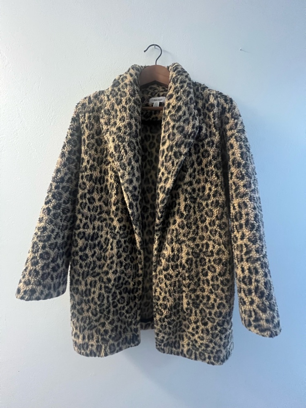Calvin Klein Leopard-Print Sherpa Coat